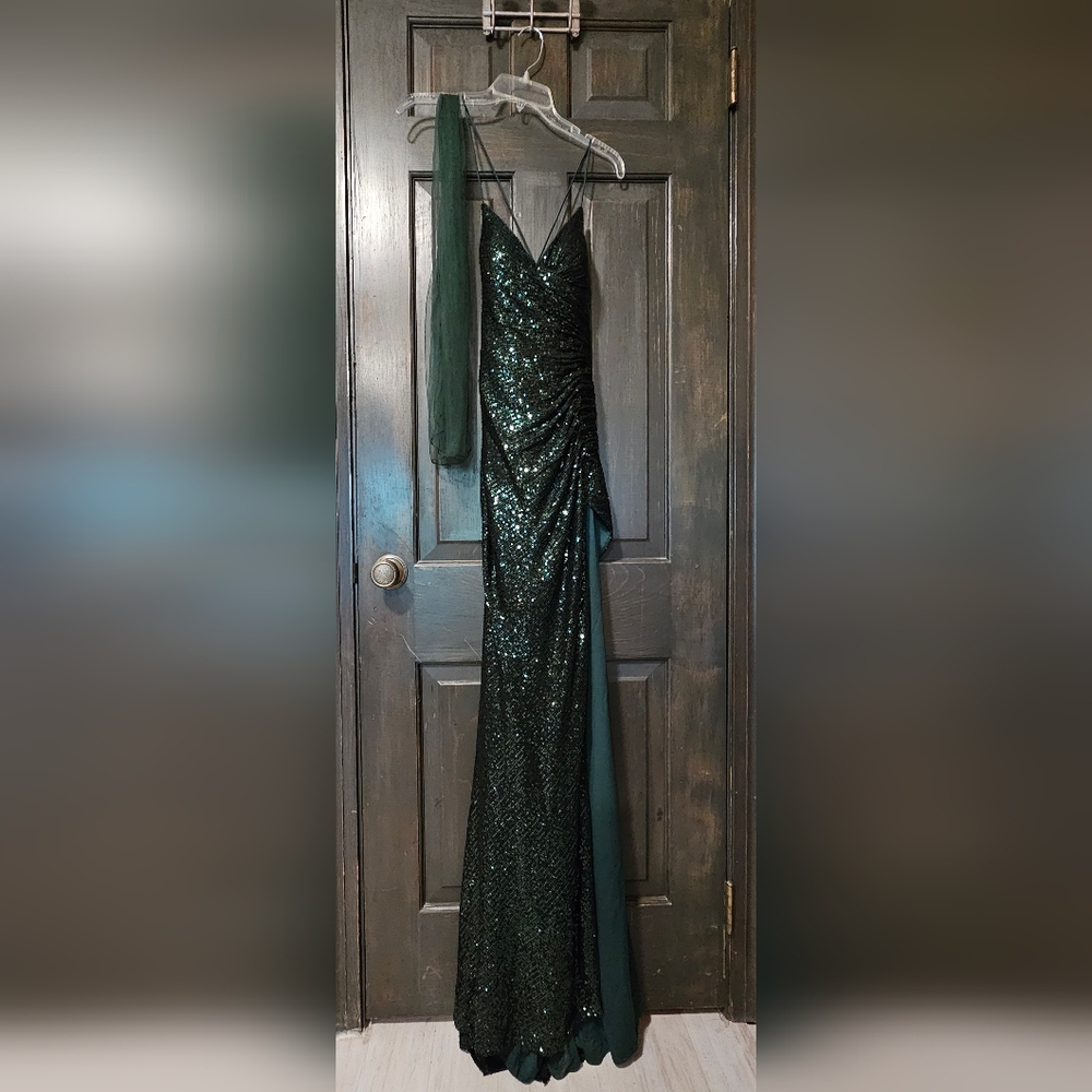 Elegant Green Sequins Gown